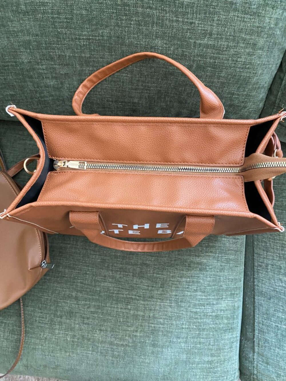 The Tote Bag Marc Jacobs Inspired Vegan Leather Tote Camel Crossbody Satchel - Picture 14 of 15
